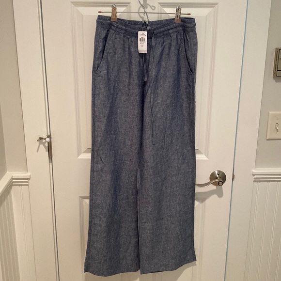 LL Bean Chambray Linen Pants Size 4MT - NWT - Picture 2 of 7